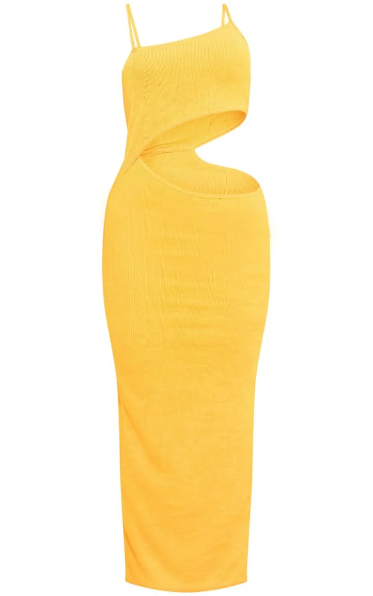 Textured Asymmetric Strappy Cut Out Midaxi Dress-PrettyLittleThing Outlet