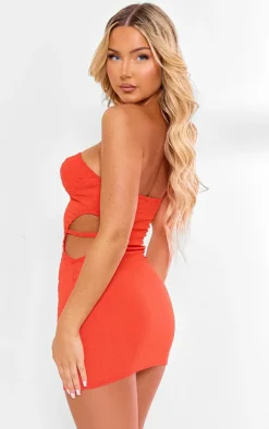Textured Cut Out Bandeau Bodycon Dress-PrettyLittleThing New
