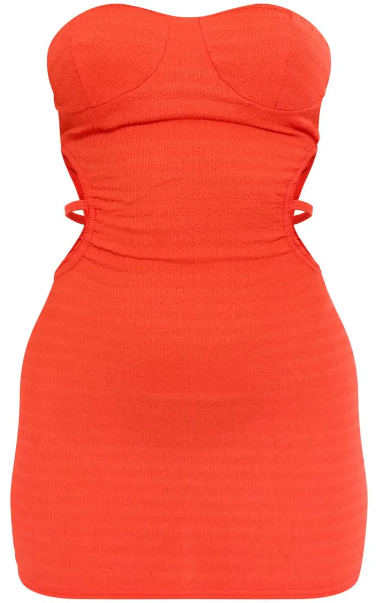 Textured Cut Out Bandeau Bodycon Dress-PrettyLittleThing New