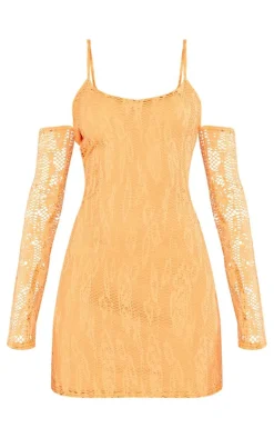 Textured Cut Out Long Sleeve Bodycon Dress-PrettyLittleThing Online