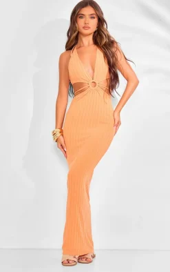 Textured Cut Out Ring Detail Maxi Dress-PrettyLittleThing Outlet