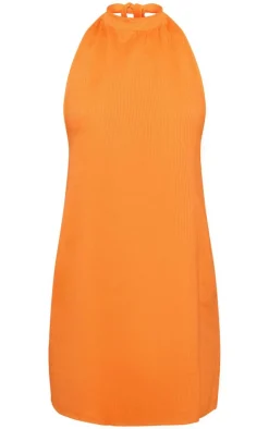 Textured Halterneck Shift Dress-PrettyLittleThing Hot