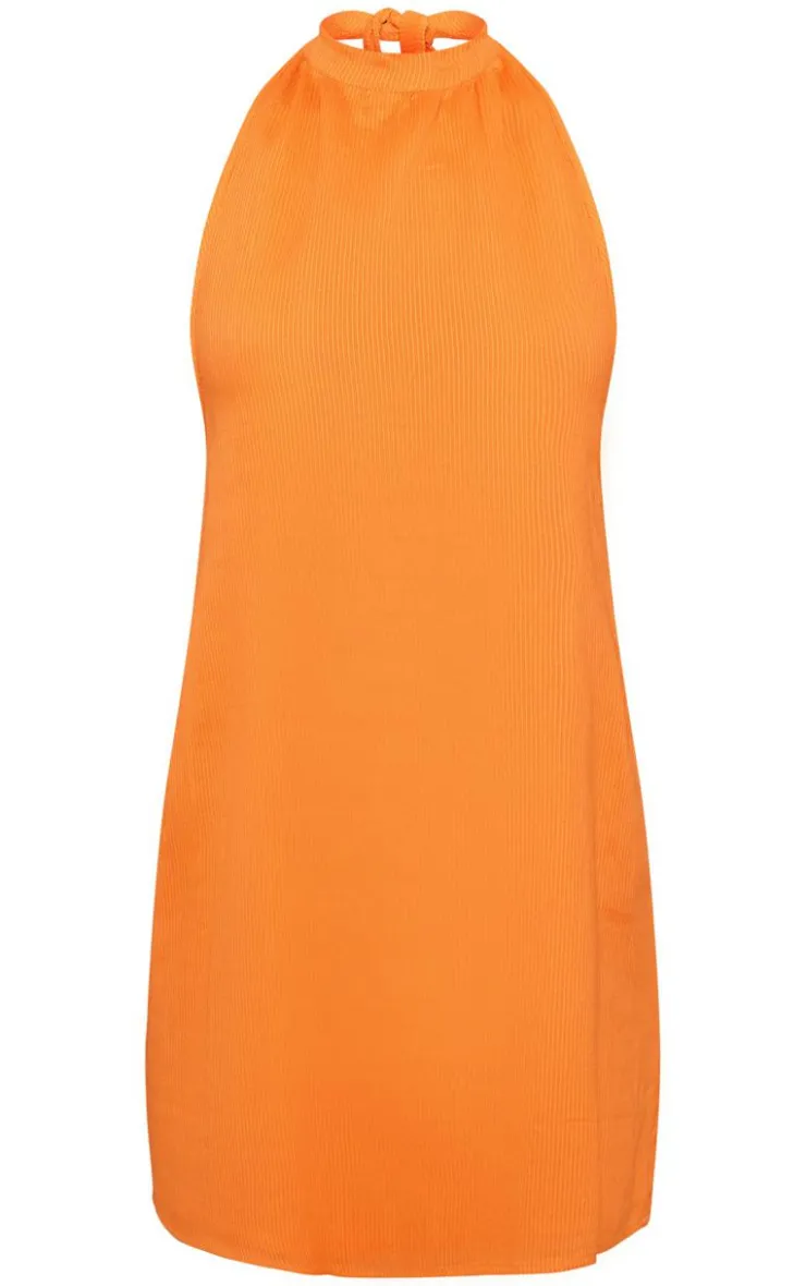 Textured Halterneck Shift Dress-PrettyLittleThing Hot