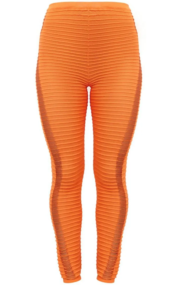 Textured Sheer Knit Laddering Leggings-PrettyLittleThing Online