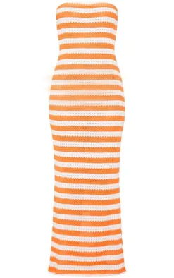 Textured Stripe Bandeau Midaxi Dress-PrettyLittleThing Sale
