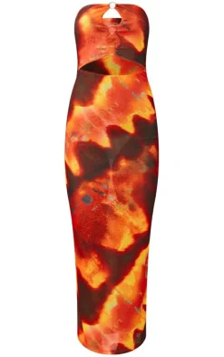 Tie Dye Print Ring Cut Out Bandeau Maxi Dress-PrettyLittleThing Sale