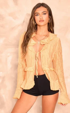 PrettyLittleThing Blouses*Tiered Ruffle Flute Sleeve Top