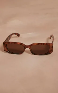 PrettyLittleThing Sunglasses*Tort Brown Lens Slim Rectangle Sunglasses