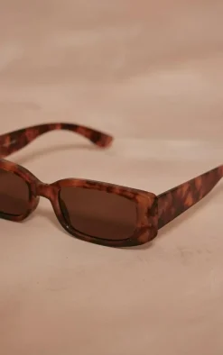 PrettyLittleThing Sunglasses*Tort Brown Lens Slim Rectangle Sunglasses