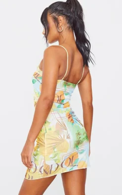 Tropical Mesh Lace Trim Bodycon Dress-PrettyLittleThing Clearance