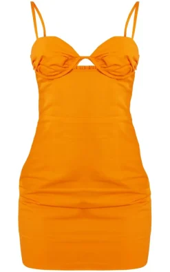 Twill Ruched Cup Cut Out Bodycon Dress-PrettyLittleThing Sale