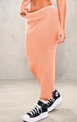 Online PrettyLittleThing Two Tone Maxi Skirt Orange