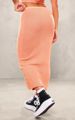 Online PrettyLittleThing Two Tone Maxi Skirt Orange