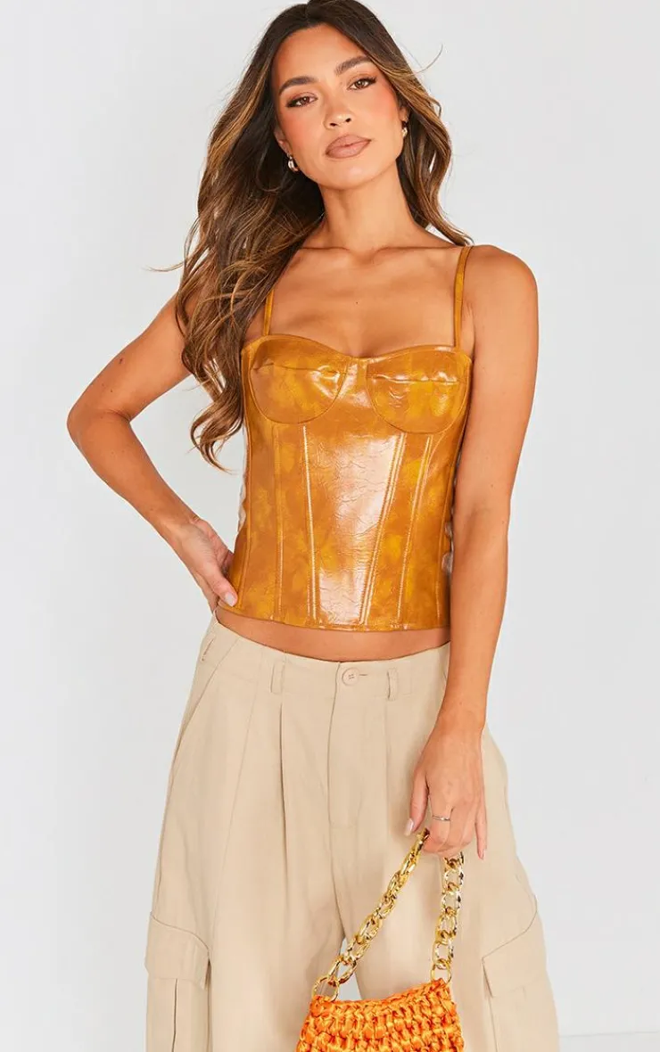PrettyLittleThing Corsets*Washed Faux Lather Structured Corset