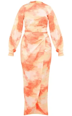 Watercolour Print Tassel Tie Wrap Maxi Dress-PrettyLittleThing Sale