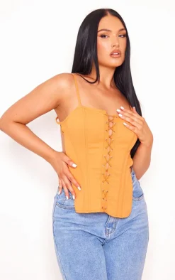 PrettyLittleThing Corsets*Woven Backless Lace Up Boned Corset