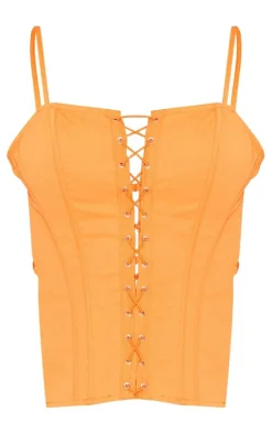 PrettyLittleThing Corsets*Woven Backless Lace Up Boned Corset
