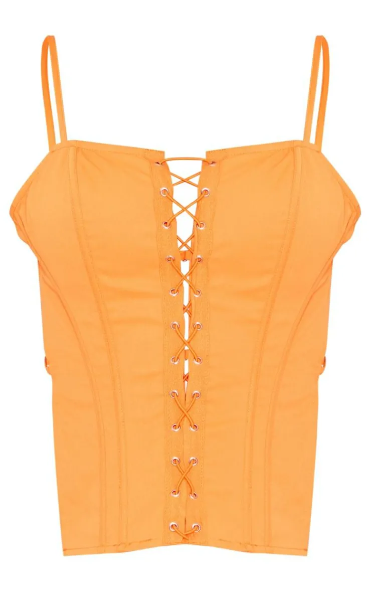 PrettyLittleThing Corsets*Woven Backless Lace Up Boned Corset