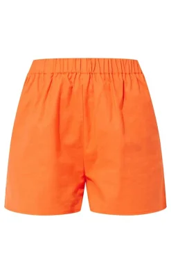 Sale PrettyLittleThing Woven Elastic Waist Floaty Shorts Orange