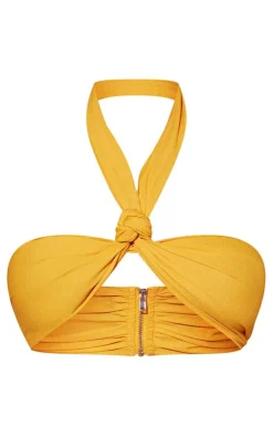 PrettyLittleThing Woven Halterneck Bandeau Top Orange