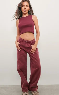PrettyLittleThing T-Shirts*Premium Ribbed Racer Neck Crop Top