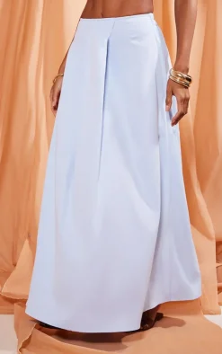 PrettyLittleThing Cotton Floaty Midaxi Skirt Pale Blue