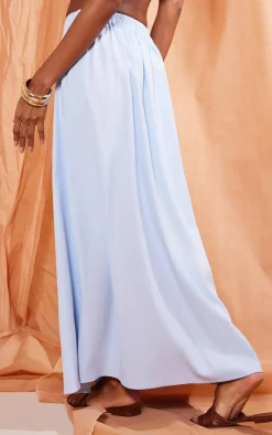 PrettyLittleThing Cotton Floaty Midaxi Skirt Pale Blue