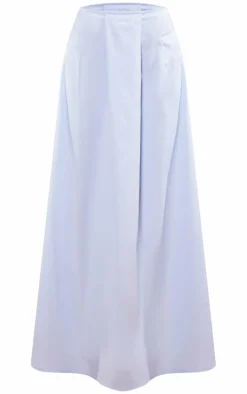 PrettyLittleThing Cotton Floaty Midaxi Skirt Pale Blue