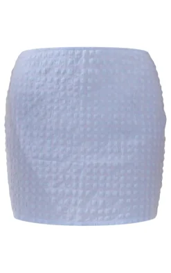 Outlet PrettyLittleThing Gingham Seersucker Mini Skirt Pale Blue