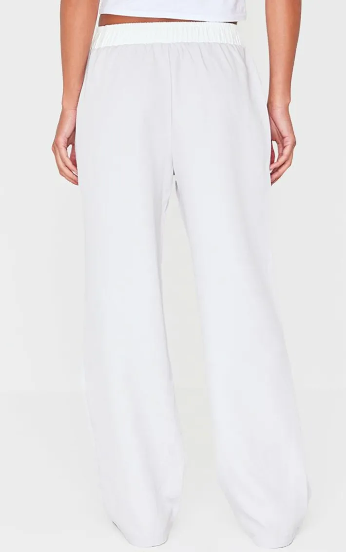 Pale Grey Contrast Waistband Boxer Detail Low Rise Pants