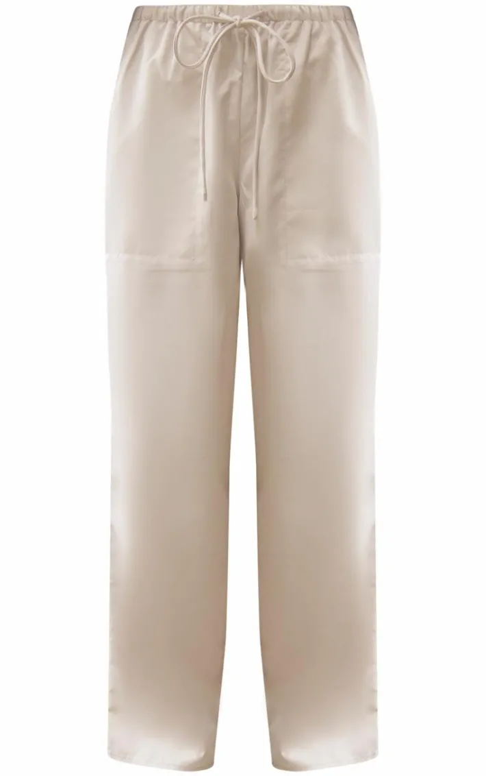 Pale Grey Woven Drawstring Waist Low Rise Relaxed Pants