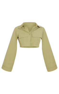Clearance PrettyLittleThing Cotton Pocket Front Detail Tailored Shorts Pale Khaki