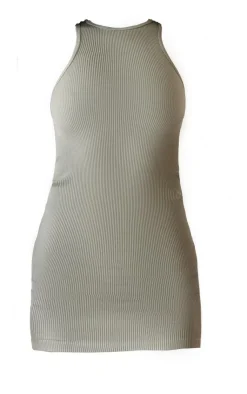 Pale Snatched Rib Racer Neck Bodycon Dress-PrettyLittleThing Best