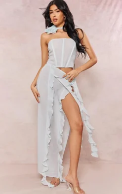 Sale PrettyLittleThing Pale Floral Rose Choker Detail Corset Mint