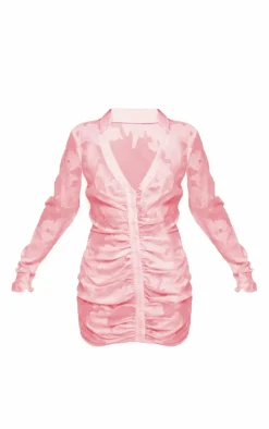 Satin Floral Shirt Mini Dress-PrettyLittleThing New