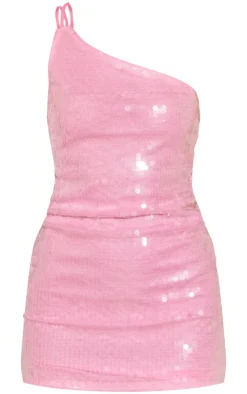 Sequin One Shoulder Strappy Bodycon Dress-PrettyLittleThing Hot
