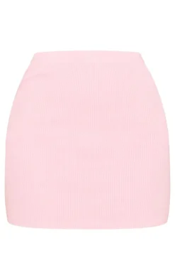 Clearance PrettyLittleThing Thick Rib Knit Mini Skirt Pale Pink