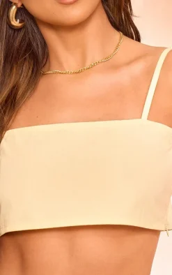 Discount PrettyLittleThing Linen Look Cami Crop Top Pale Yellow