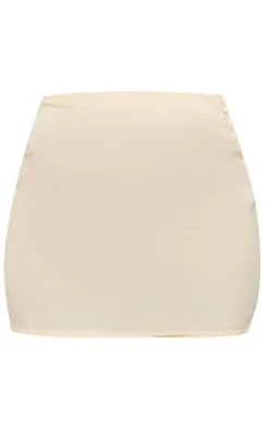 Online PrettyLittleThing Linen Look High Waist Mini Skirt Pale Yellow