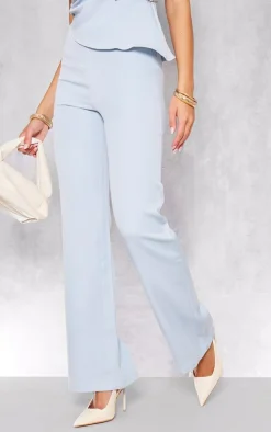 Clearance PrettyLittleThing Tailored Low Rise Skinny Flared Pants Pastel Blue