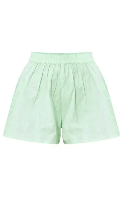 Pastel Green Linen Feel Basic Boxy Shorts