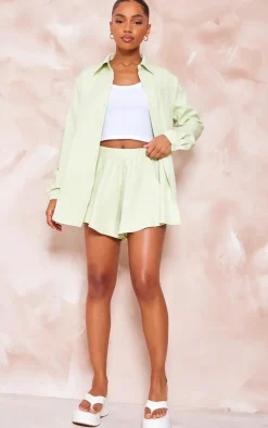 New PrettyLittleThing Long Sleeve Oversized Shirt Pastel Green