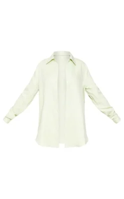 New PrettyLittleThing Long Sleeve Oversized Shirt Pastel Green