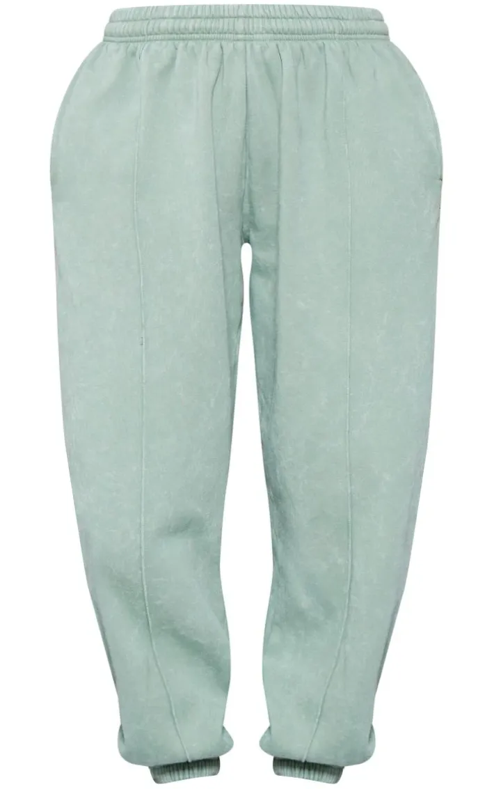 Pastel Green Pintuck Detail Oversized Sweatpants