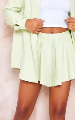 Sale PrettyLittleThing Woven Floaty Shorts Pastel Green