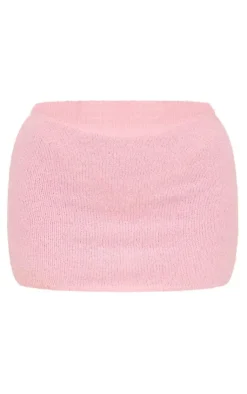 Sale PrettyLittleThing Eyelash Knit Mini Skirt Pastel Pink