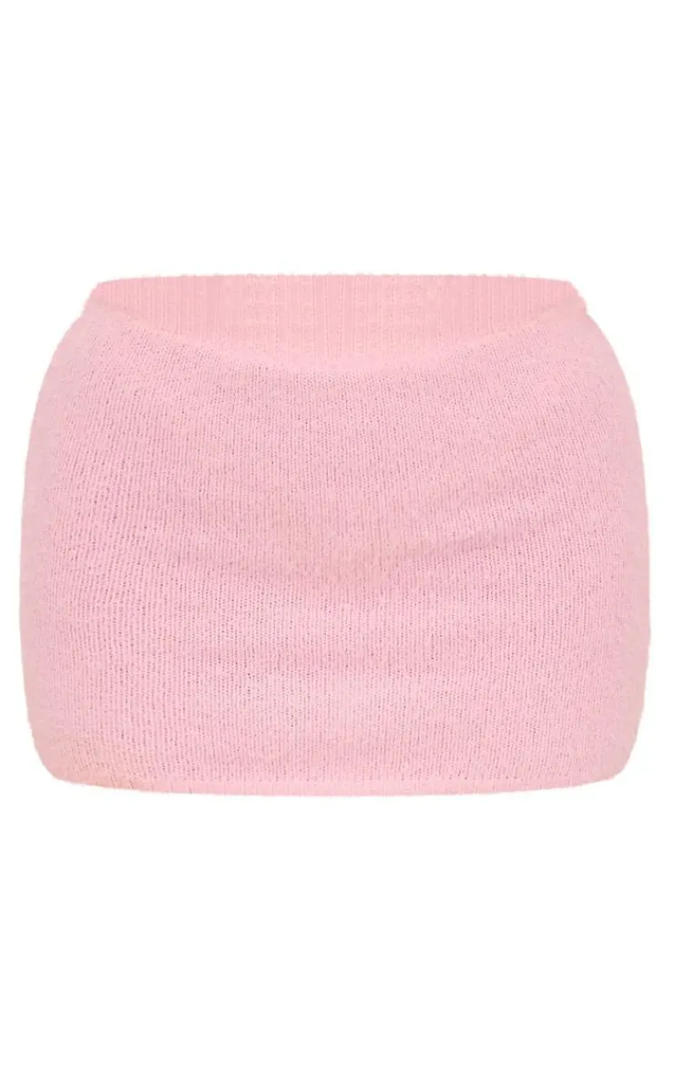 Sale PrettyLittleThing Eyelash Knit Mini Skirt Pastel Pink
