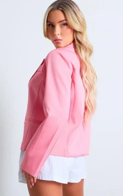 Pastel Pink Ribbon Detail Blazer