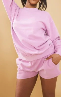 New PrettyLittleThing Washed Sweat Shorts Pastel Pink