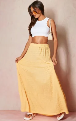 Peach Bubble Textured Maxi Skirt